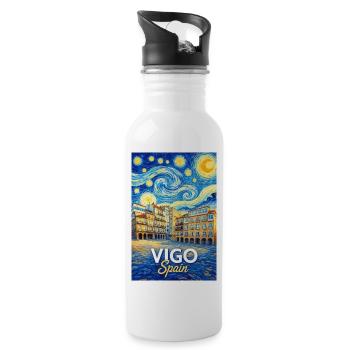 Vigo Spain - Trinkflasche mit integriertem Trinkhalm - Weiß - Rechts