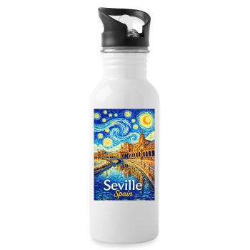 Seville Spain - Trinkflasche mit integriertem Trinkhalm - Weiß - Rechts