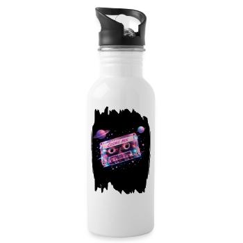 Cosmic Mix Tape Retro 80er Weltraumkassette - Trinkflasche mit integriertem Trinkhalm - Weiß - Rechts