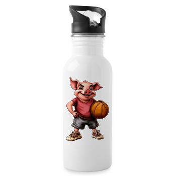 Pigs Basketball Player / Basketball Sow - Water bottle with straw - white - Right