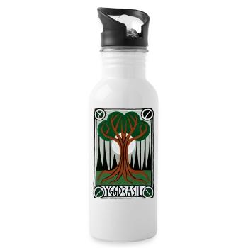 Yggdrasil Rune Tree Emblem - Water bottle with straw - white - Right