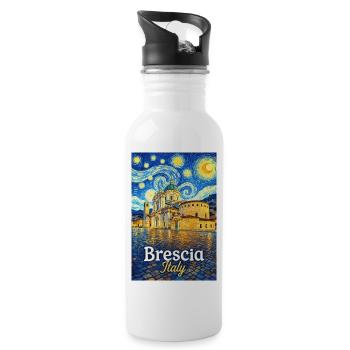 Brescia, Italien. - Trinkflasche mit integriertem Trinkhalm - Weiß - Rechts