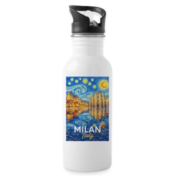 Mailand, Italien. - Trinkflasche mit integriertem Trinkhalm - Weiß - Rechts