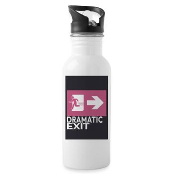 Dramatic Exit Minimal Poster Humor Grafik - Trinkflasche mit integriertem Trinkhalm - Weiß - Rechts