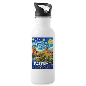Palermo, Italy - Water bottle with straw - white - Right