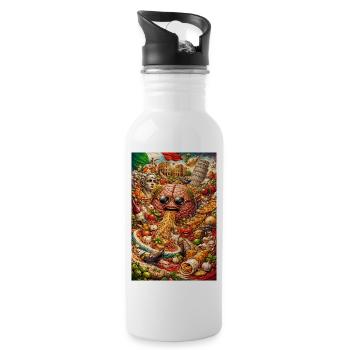 Surreal Food Brain Collage - Water bottle with straw - white - Right
