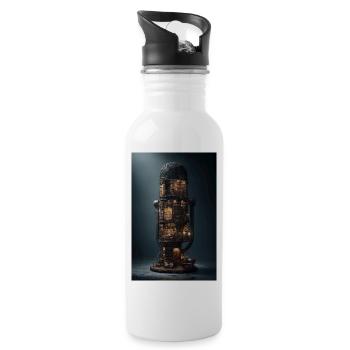 Bibliotheksturm in einer Glaskuppel - Trinkflasche mit integriertem Trinkhalm - Weiß - Rechts
