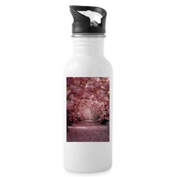 Cherry Blossom Arch Path - Water bottle with straw - white - Right