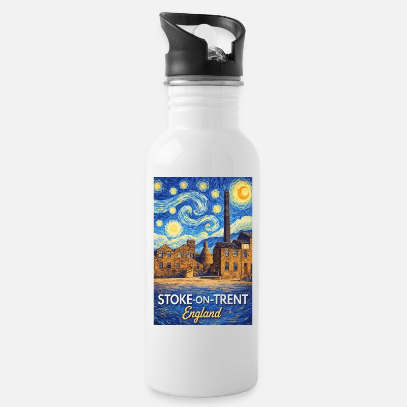 Stoke-on-Trent, England - Water bottle with straw - white