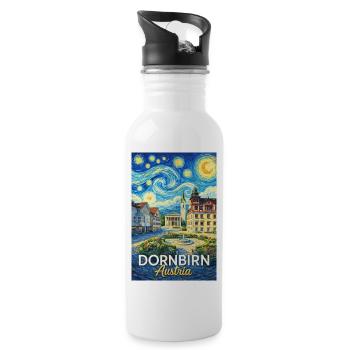 Dornbirn, Österreich - Trinkflasche mit integriertem Trinkhalm - Weiß - Rechts