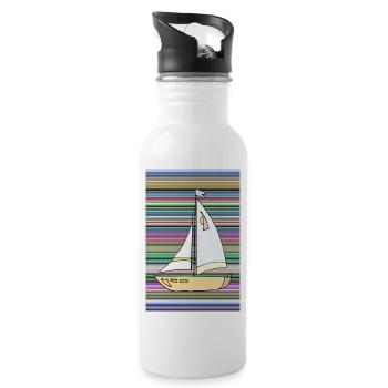 Segelboot - Trinkflasche mit integriertem Trinkhalm - Weiß - Rechts