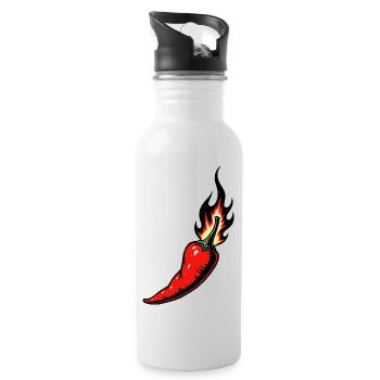 Red hot chili pepper with flames - Water bottle with straw - white - Right
