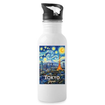 Tokyo Japan - Water bottle with straw - white - Right