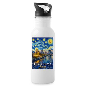 Hiroshima, Japan - Water bottle with straw - white - Right