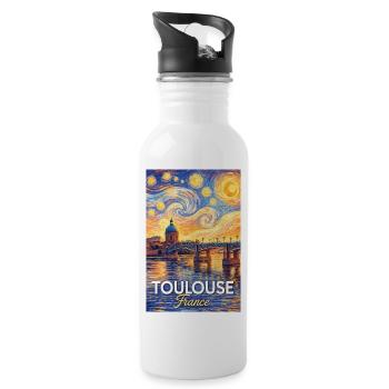 Toulouse, Frankreich - Trinkflasche mit integriertem Trinkhalm - Weiß - Rechts
