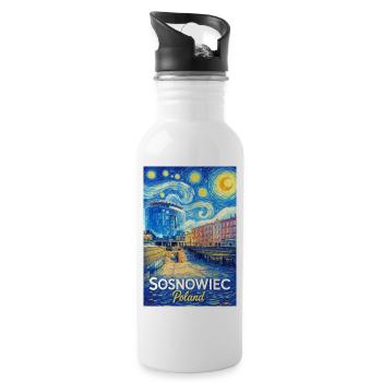 Sosnowiec, Poland - Water bottle with straw - white - Right