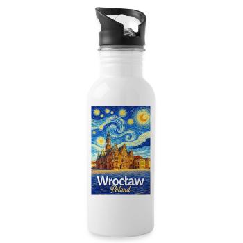 Wrocław, Poland - Water bottle with straw - white - Right