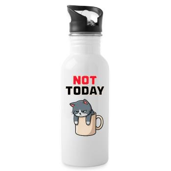 Not Today Cat – lustiges Wüten-Katzen-Meme - Trinkflasche mit integriertem Trinkhalm - Weiß - Rechts