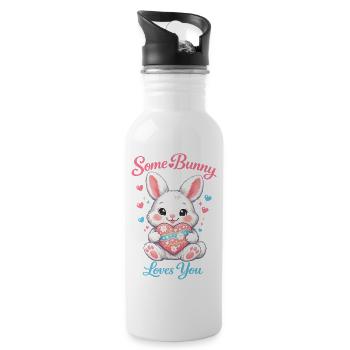 Osterhase in der Brusttasche - Trinkflasche mit integriertem Trinkhalm - Weiß - Rechts