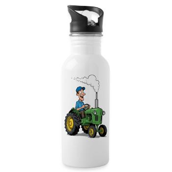 Tracteur cartoon fermier coloré - Gourde avec paille intégrée - blanc - Droite