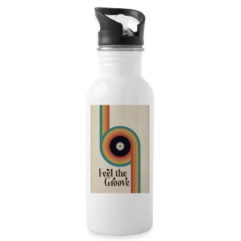 Feel the Groove Retro Vinyl Poster - Water bottle with straw - white - Right