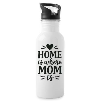 Home Is Where Mom Is – Mother's Day Gift - Water bottle with straw - white - Right