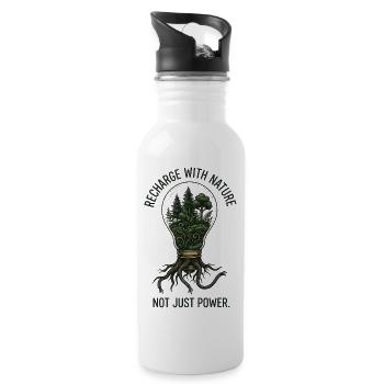 Eco-Surrealism: Recharge with Nature Lightbulb - Water bottle with straw - white - Right