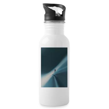 Lone Climber on Azure Frozen Ridge - Water bottle with straw - white - Right