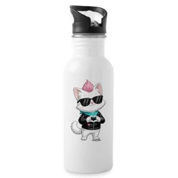 Petit Cœur de Chat Rose - Gourde avec paille intégrée - blanc - Droite