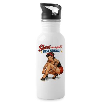 Old School Tattoo Pin-Up: Shoes Girl's Best Friend - Water bottle with straw - white - Right