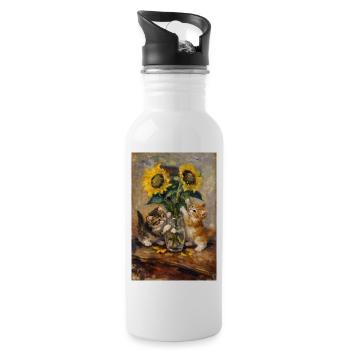 Sunflowers and Cats Still Life Henri Matisse - Water bottle with straw - white - Right