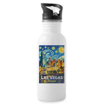 Las Vegas Nevada - Trinkflasche mit integriertem Trinkhalm - Weiß - Rechts