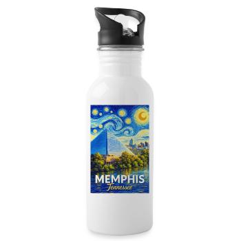 Memphis Tennessee - Water bottle with straw - white - Right