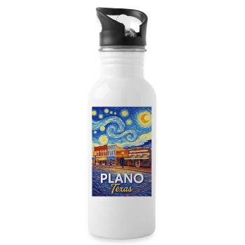 Plano, Texas - Trinkflasche mit integriertem Trinkhalm - Weiß - Rechts