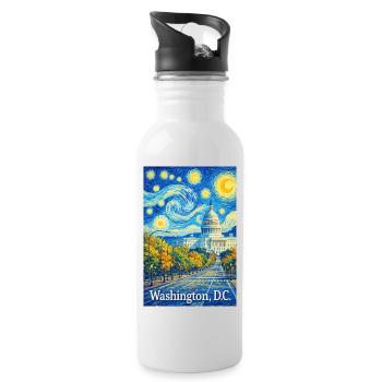 Washington, D.C. - Water bottle with straw - white - Right