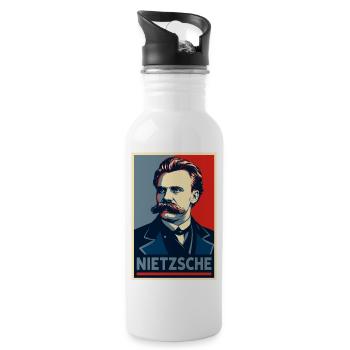 Nietzsche Pop Art Portrait - Water bottle with straw - white - Right