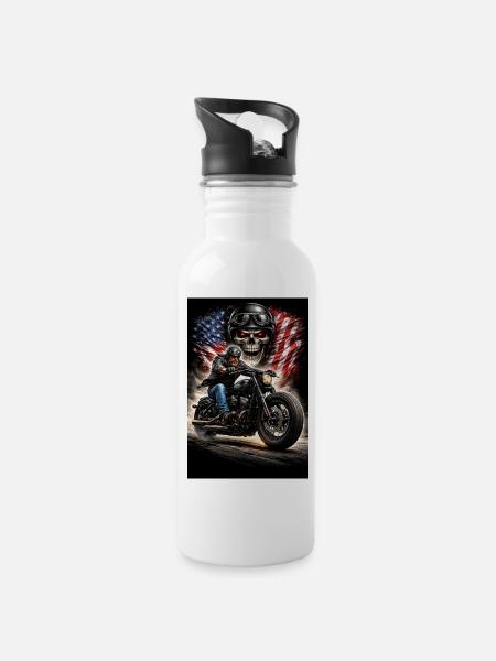 Freedom spirit - Water bottle with straw - white