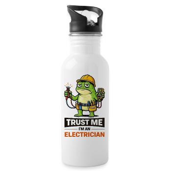 Elektriker-Frosch-Maskottchen Tee - Trinkflasche mit integriertem Trinkhalm - Weiß - Rechts
