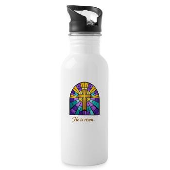 He is risen - Trinkflasche mit integriertem Trinkhalm - Weiß - Rechts