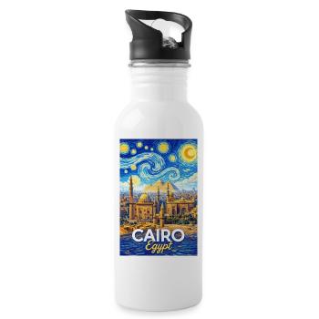 Cairo Nights: Pyramids and Stars - Trinkflasche mit integriertem Trinkhalm - Weiß - Rechts