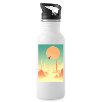 Erste Reisen jenseits ferner Horizonte - Trinkflasche mit integriertem Trinkhalm - Weiß - Rechts