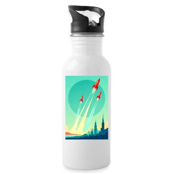 Eine Flotte steigt in den offenen Himmel auf - Trinkflasche mit integriertem Trinkhalm - Weiß - Rechts