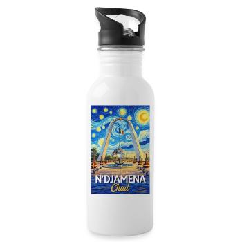 N-Djamena Chad Starry Night - Water bottle with straw - white - Right