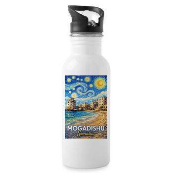 Mogadishu Somalia Starry Night - Water bottle with straw - white - Right