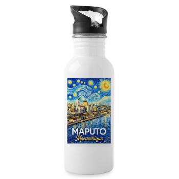 Maputo Mozambique Starry Night - Water bottle with straw - white - Right