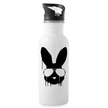 Graffiti des lunettes de lapin cool - Gourde avec paille intégrée - blanc - Droite