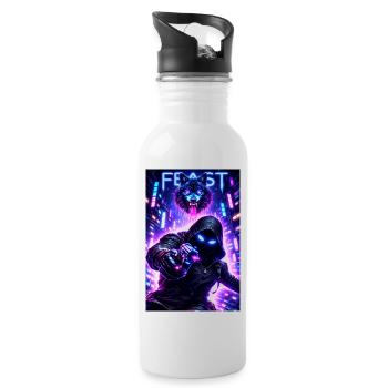Wulfking - Trinkflasche mit integriertem Trinkhalm - Weiß - Rechts