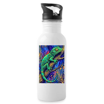 Gecko - Trinkflasche mit integriertem Trinkhalm - Weiß - Rechts