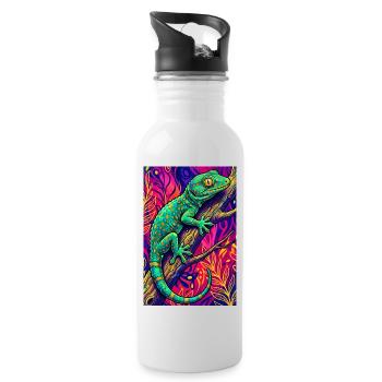 Gecko - Trinkflasche mit integriertem Trinkhalm - Weiß - Rechts