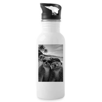 Koalas on the beach: sunglasses duo - Water bottle with straw - white - Right